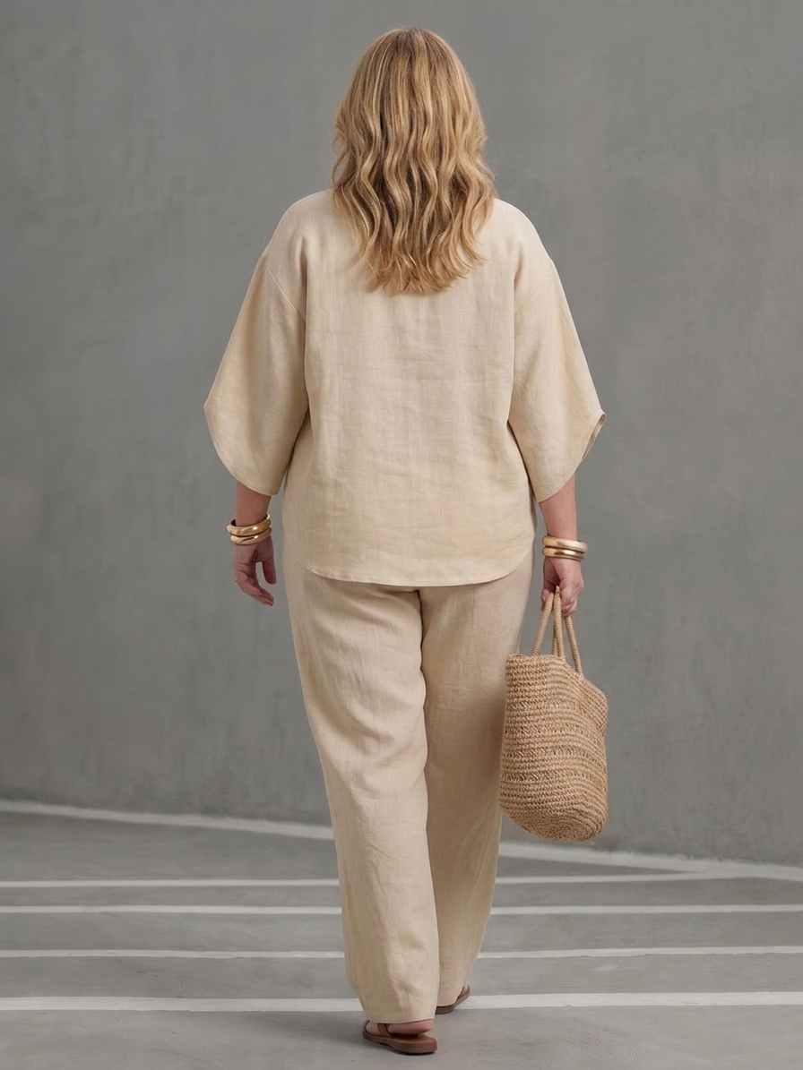Amity | Completo Tunique Bottone con Pantalone Largo
