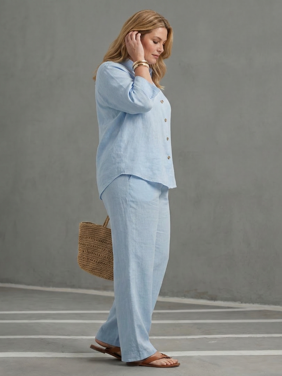 Amity | Completo Tunique Bottone con Pantalone Largo