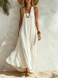 Abito Maxi Senza Maniche con Texture Crepe