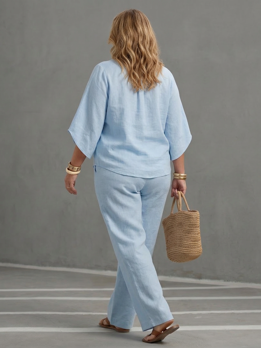 Amity | Completo Tunique Bottone con Pantalone Largo