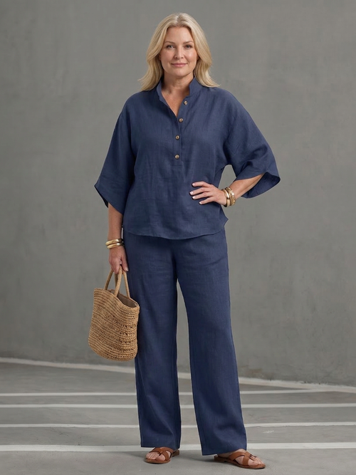 Amity | Completo Tunique Bottone con Pantalone Largo