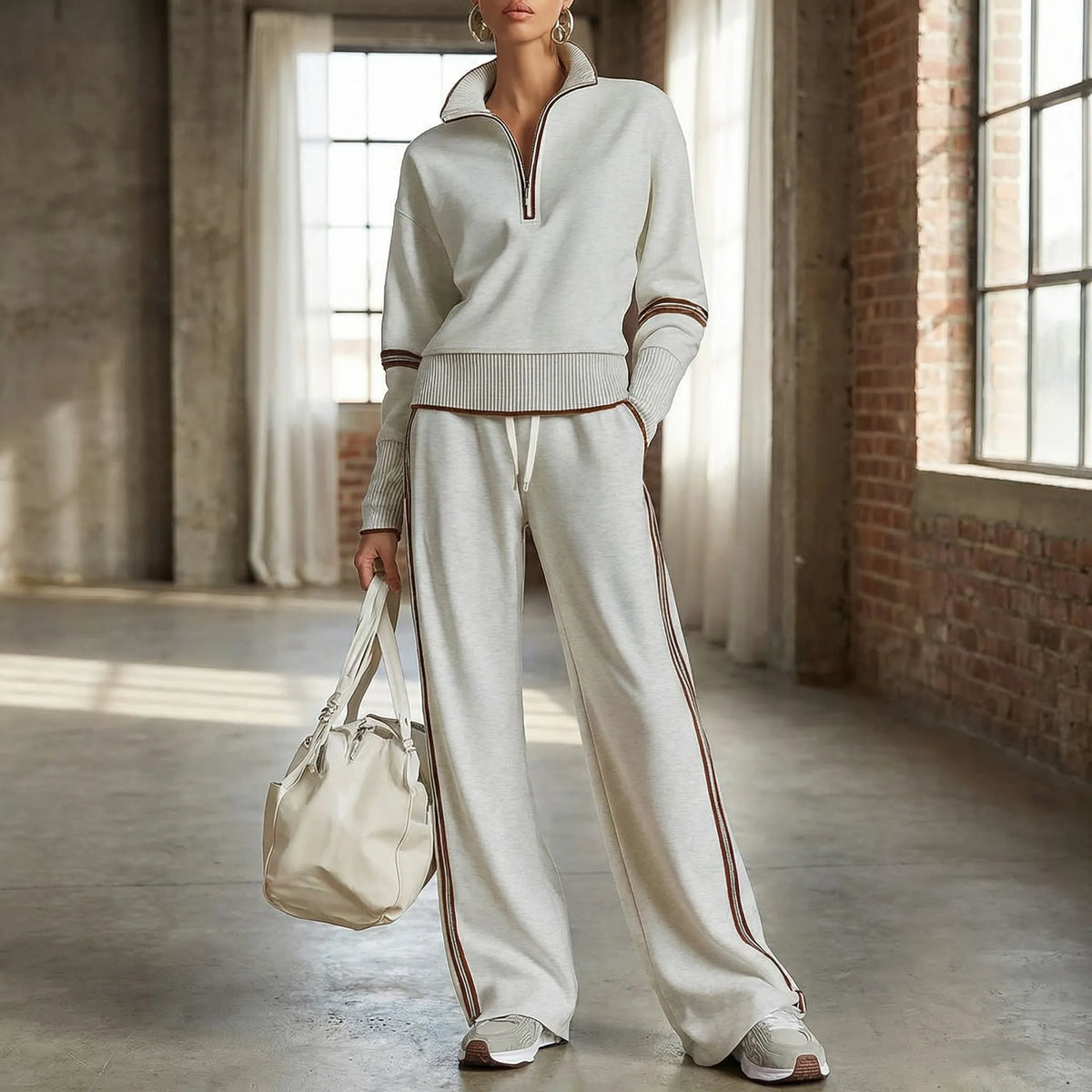 Teresa: Completo due pezzi da donna con felpa mezza zip