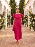 Seraphina | Elegante Maxi Abito Plissettato con Vita Annodata