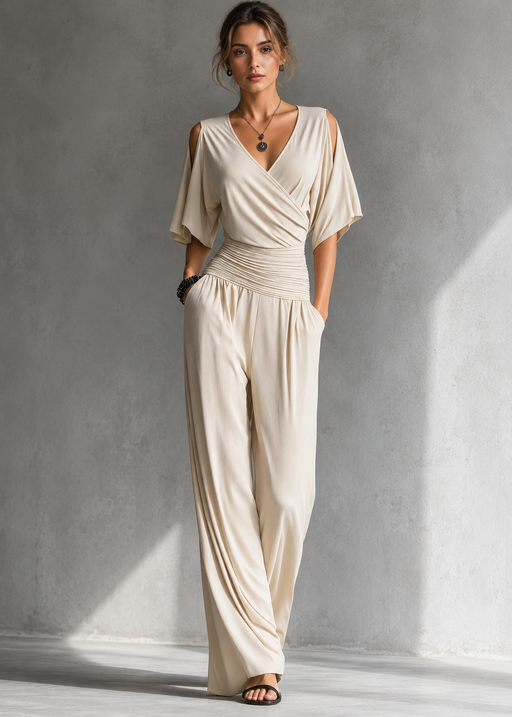 Alía | Completo Elegante con Effetto Incrociato e Pantalone Ampio