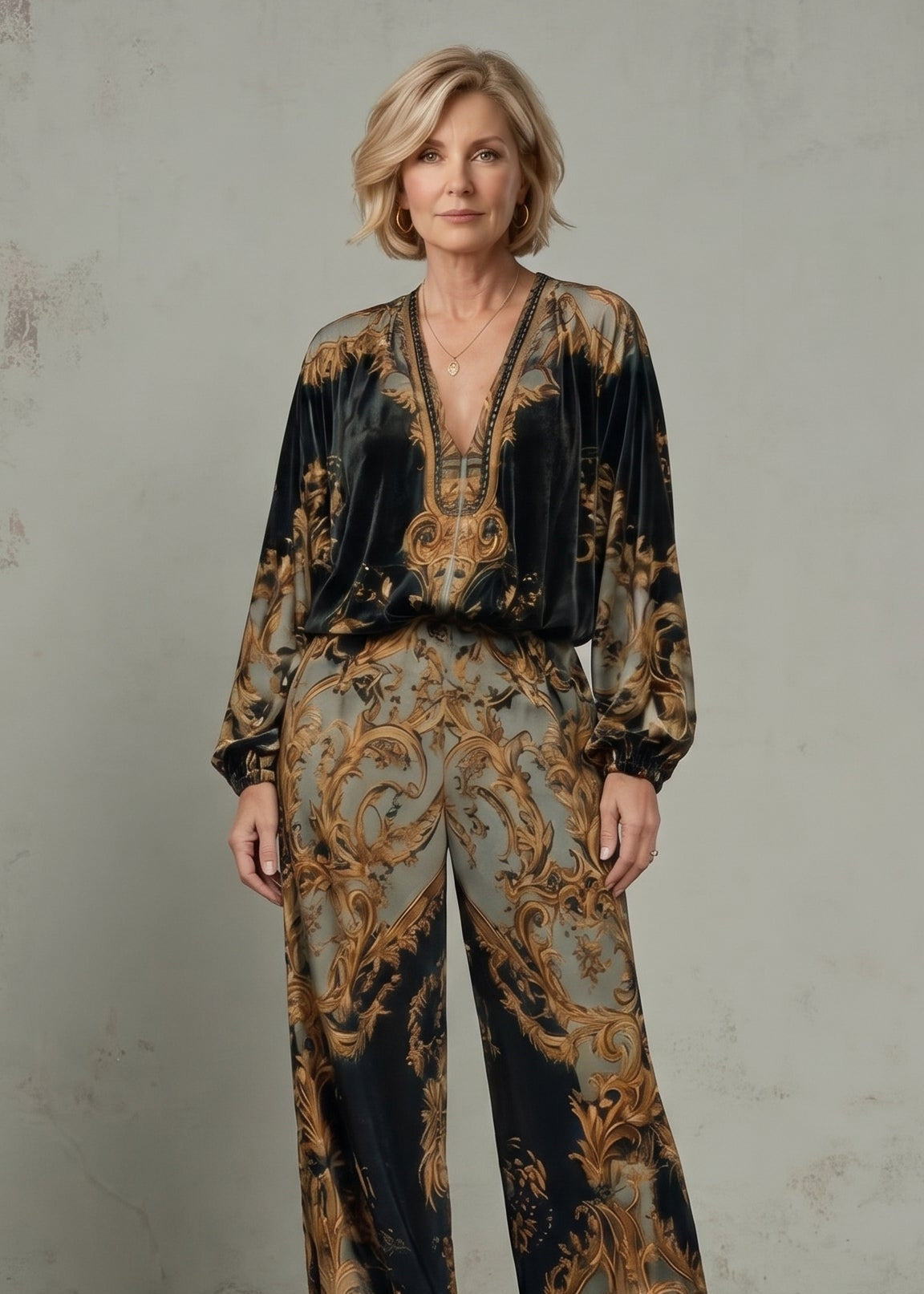 Lorena · COMPLETO BAROCCO TOP MANICA LUNGA PANTALONI AMPI