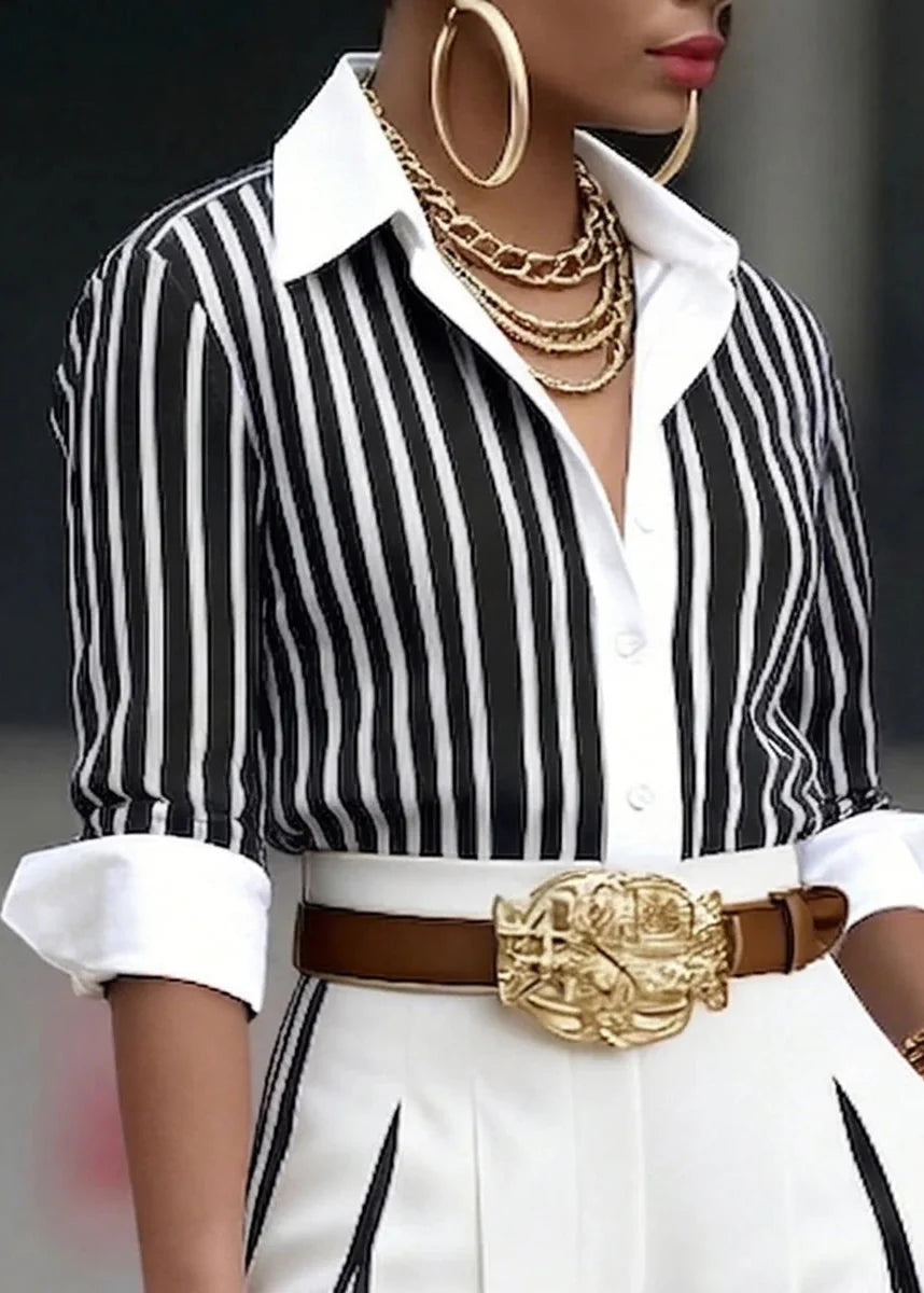 Lucia: Completo Da Donna A Righe Con Camicia E Pantalone Largo