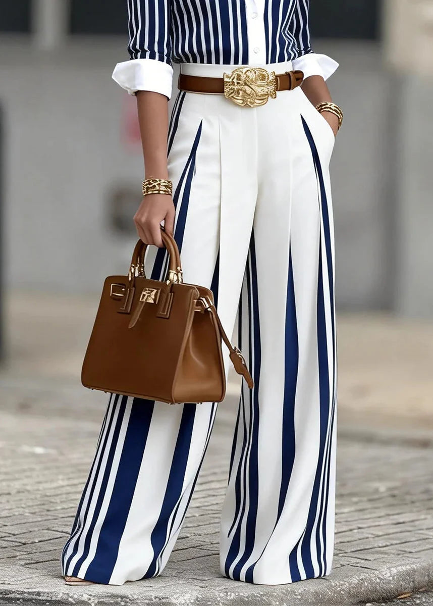 Lucia: Completo Da Donna A Righe Con Camicia E Pantalone Largo