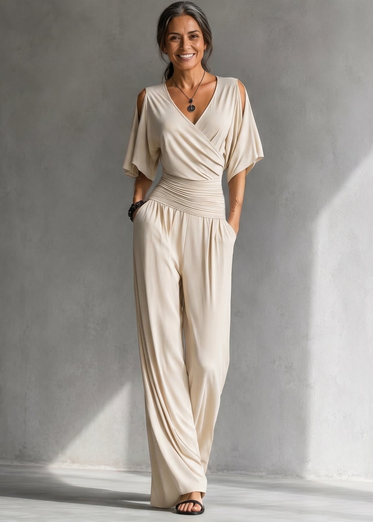 Alía | Completo Elegante con Effetto Incrociato e Pantalone Ampio