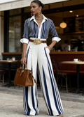 Lucia: Completo Da Donna A Righe Con Camicia E Pantalone Largo